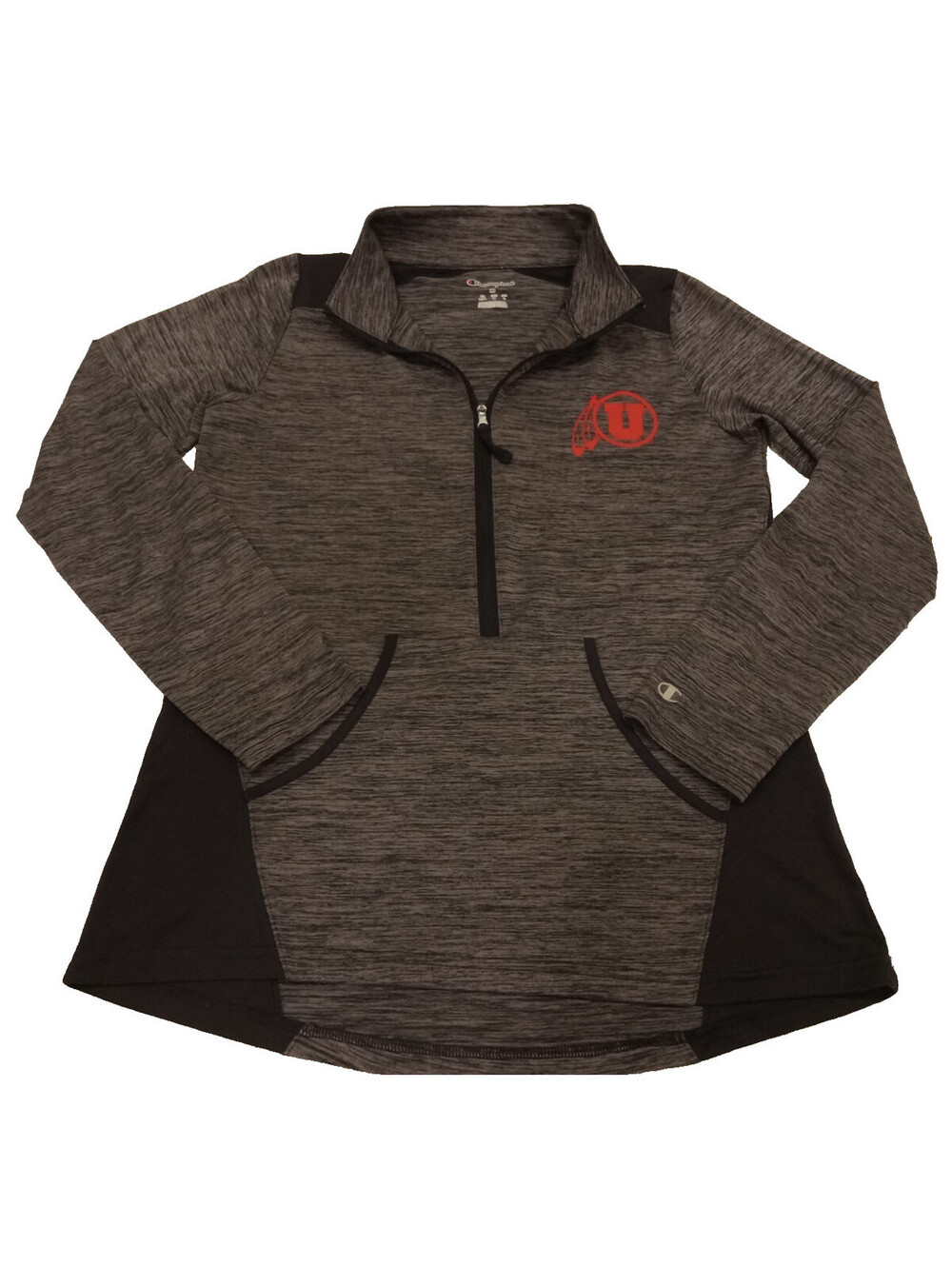 Champion Utah Utes Quarter Zip Pullover Womens Medium M Gray Black Red Logo